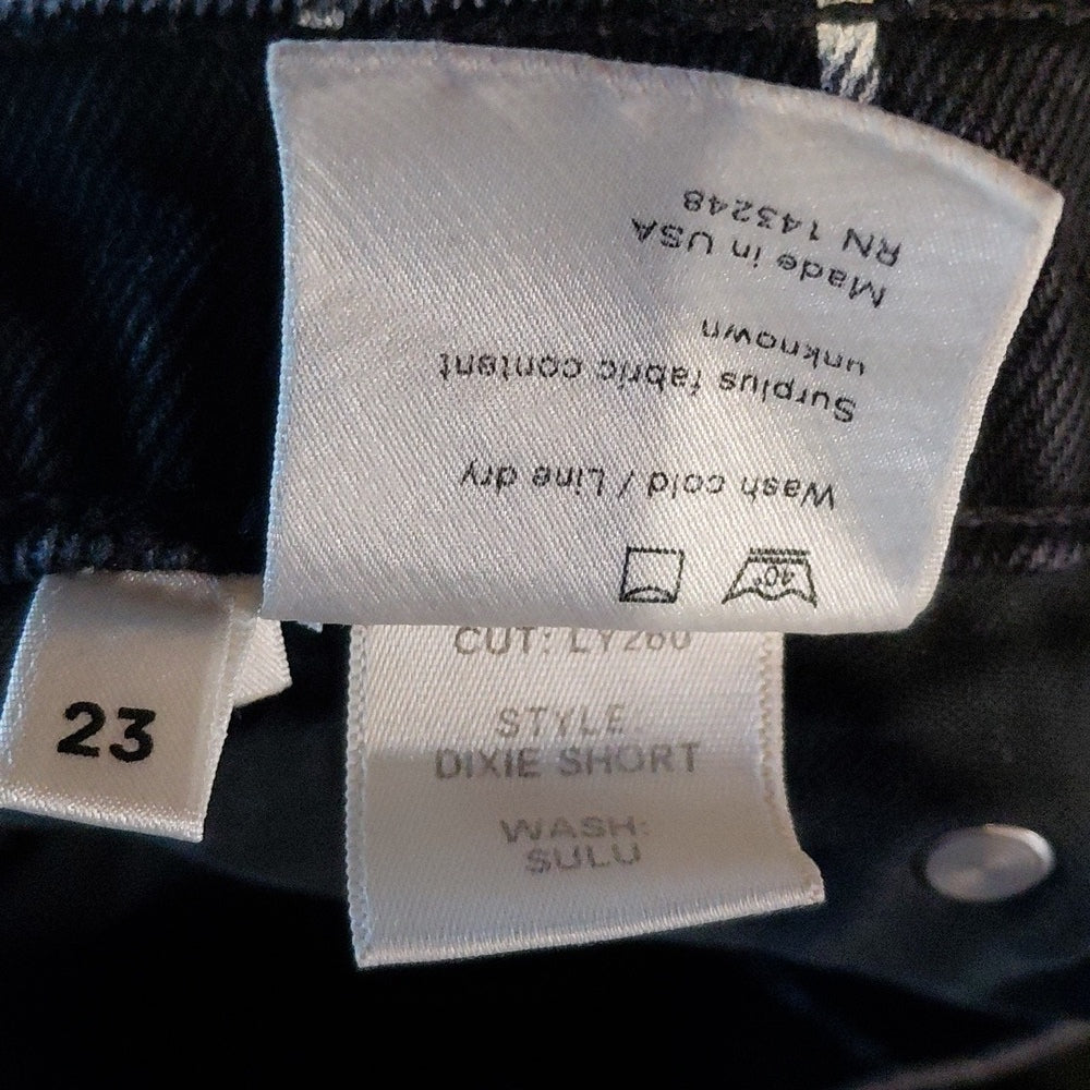 7070...Women's Black Reformation Striped Shorts Size 23, 1-1/2" Inseam, 9" Rise