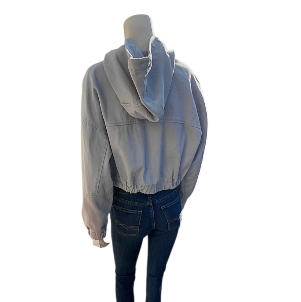 7068.....Women's Hooded Bomber Jacket in Light Gray Size Large