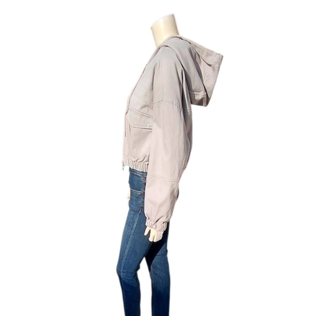 7068.....Women's Hooded Bomber Jacket in Light Gray Size Large