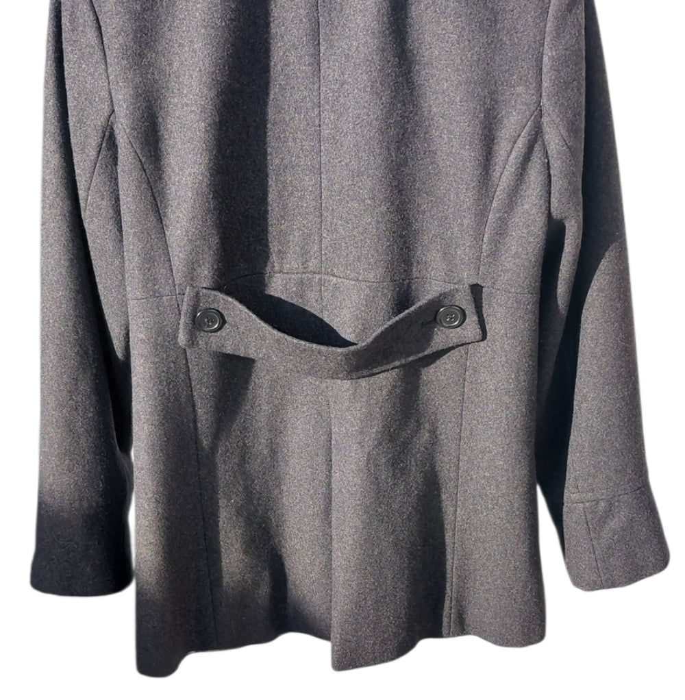 7069..New York & Company Charcoal Double-Breasted Peacoat Size 6