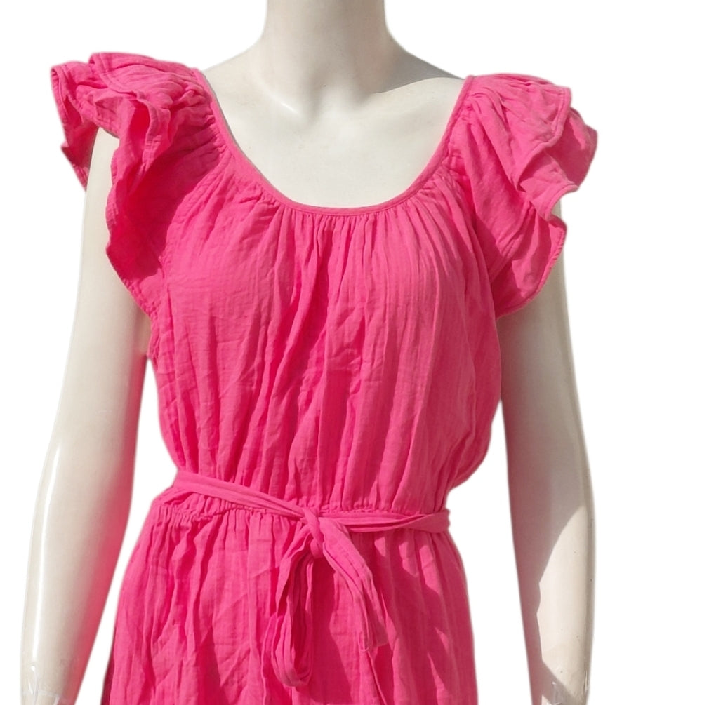 7080....Women's Gap Elegant Pink Ruffle Sleeve Dress Size Large