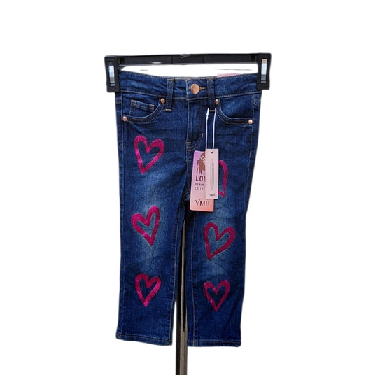 7096..Kids YMI Women's Cropped Jeans with Pink Heart Details Size 3T