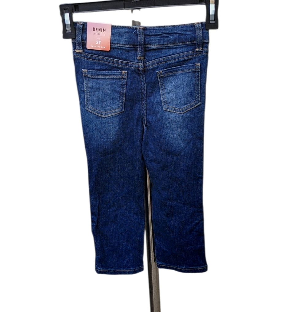 7096..Kids YMI Women's Cropped Jeans with Pink Heart Details Size 3T