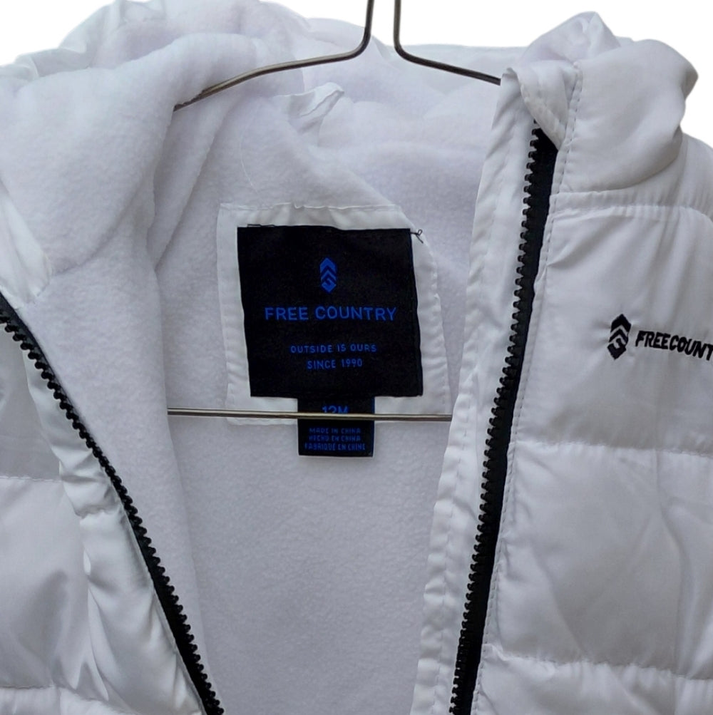 7097..Free Country White Puffer Jacket Size 12M