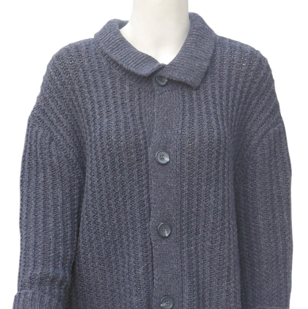 7099..Women's Mutual Weave Charcoal Gray Button-Up Sweater Size XXL