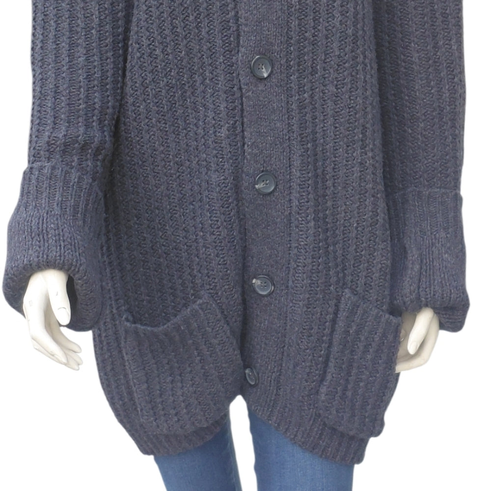 7099..Women's Mutual Weave Charcoal Gray Button-Up Sweater Size XXL