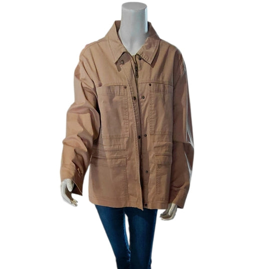 8004..Women's TIME & TRU Tan Utility Jacket Size XL