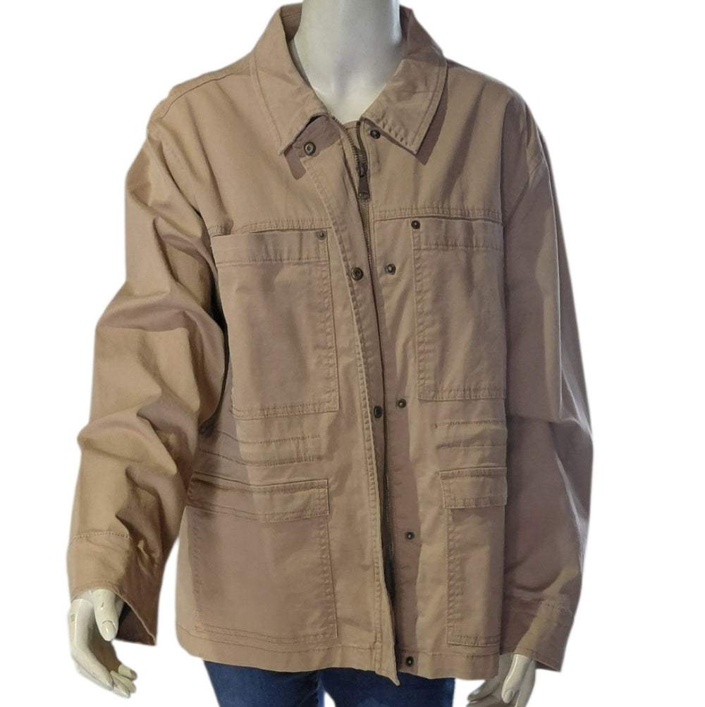8004..Women's TIME & TRU Tan Utility Jacket Size XL