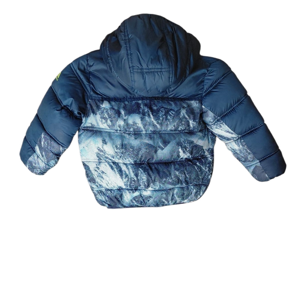 8007..Snozu Kids Blue and Green Puffer Fleece Jacket Size 4T