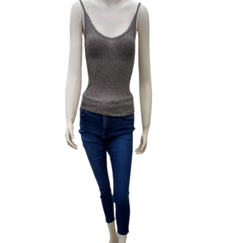 8006..Women's Metallic Tank Top and Blue Jeans Size Small