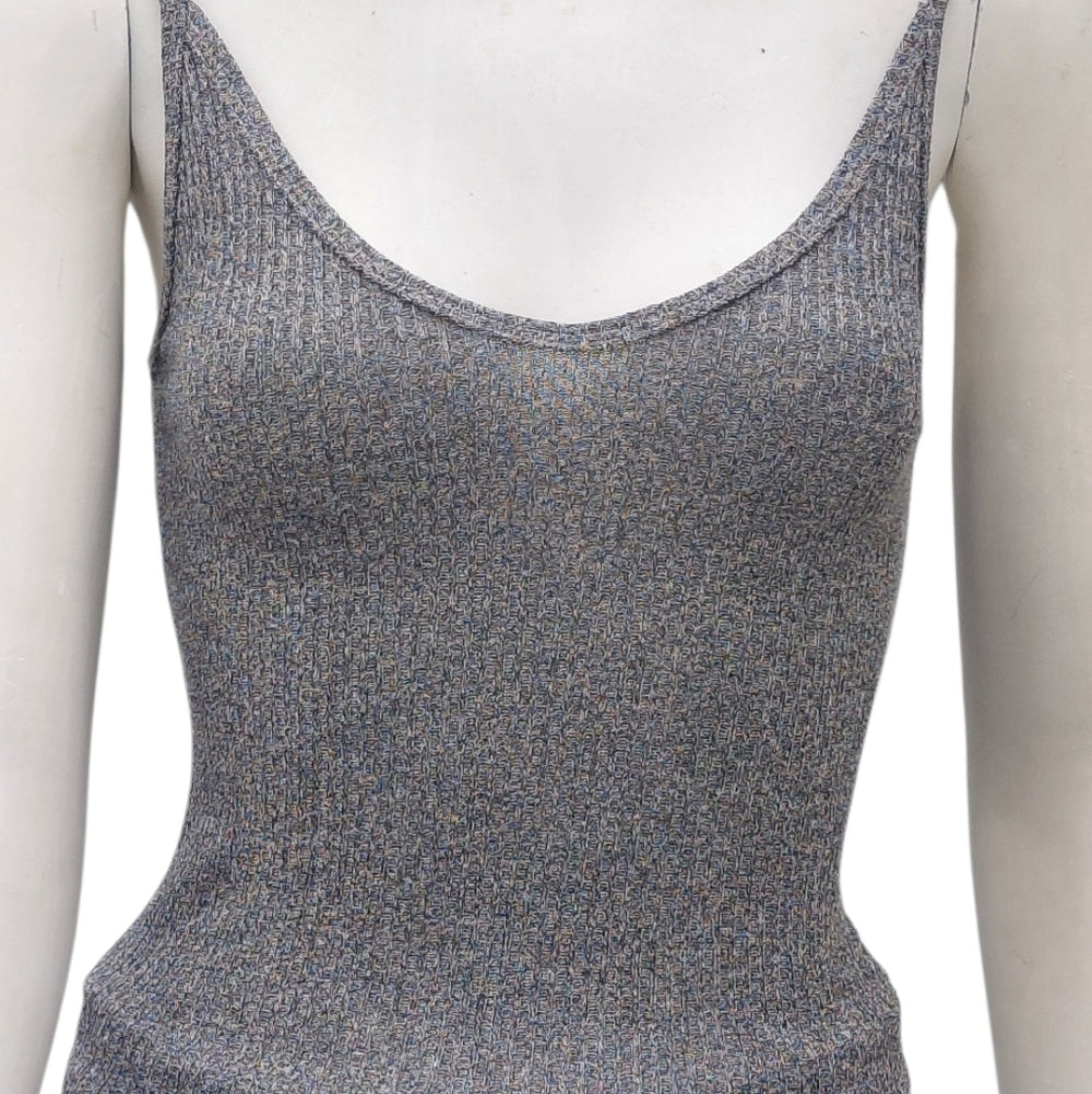 8006..Women's Metallic Tank Top and Blue Jeans Size Small