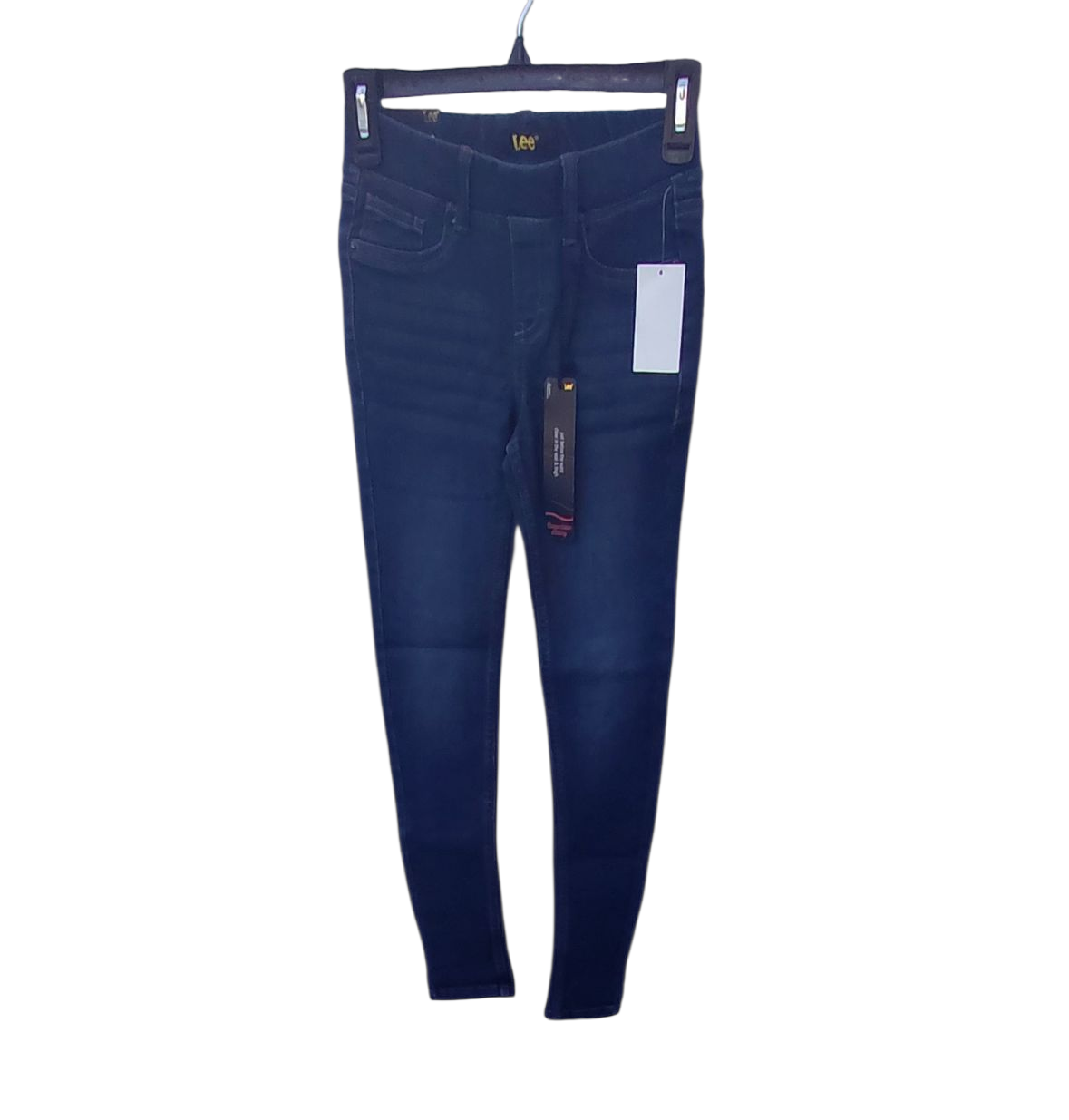 67747....NWT Lee Girl's Pull-On Denim Jeans Size Medium, W22" 24"Inseam 7"Rise