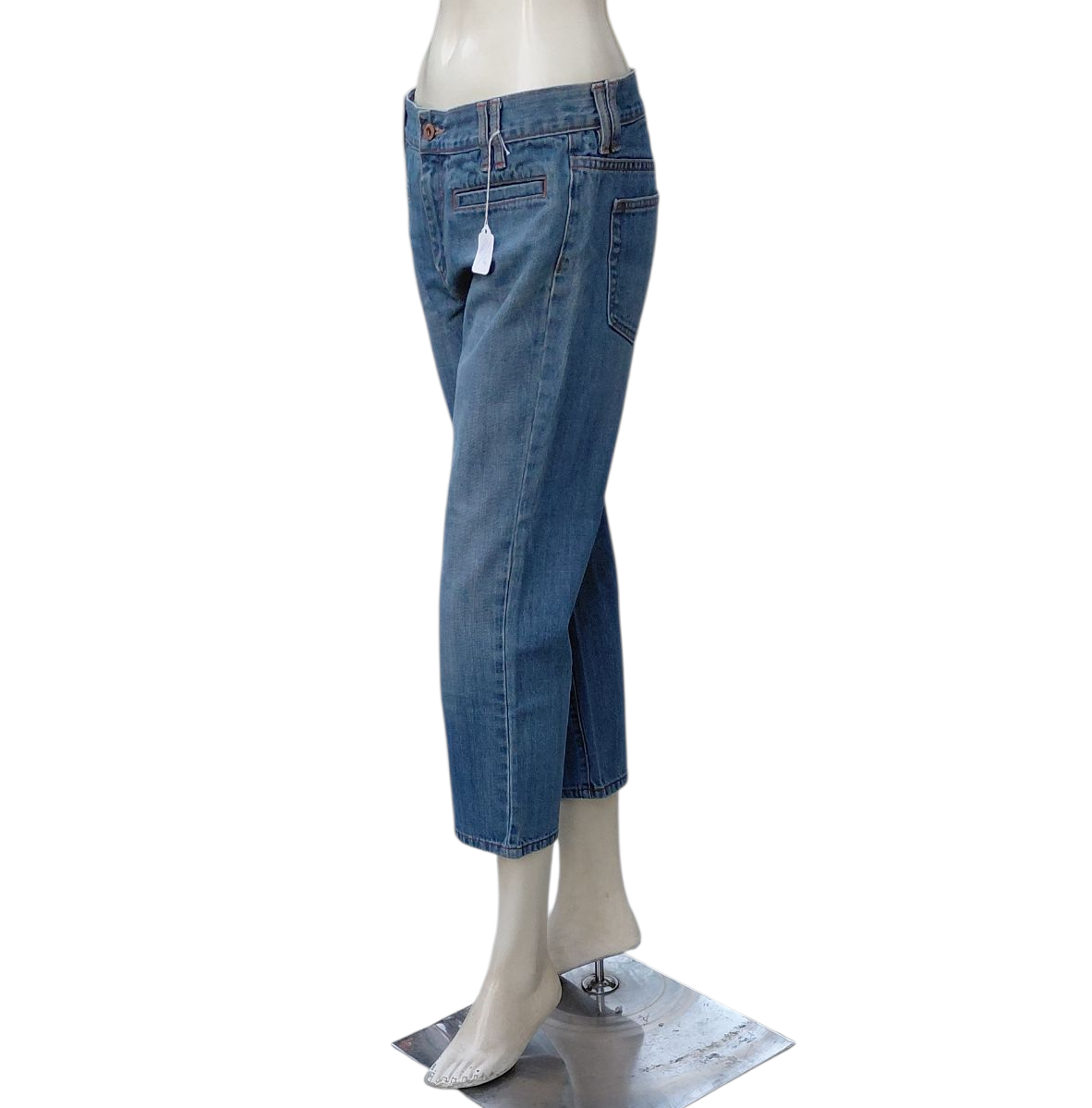 44328...Women's Preowned  Navy Low Waist Crop Jeans Size 8, W30" 22"Inseam 9"Rise