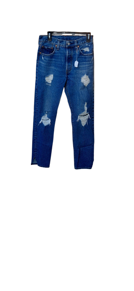8213....Men's Preowned 501 Levis Distressed Blue Jeans Size W28 L32