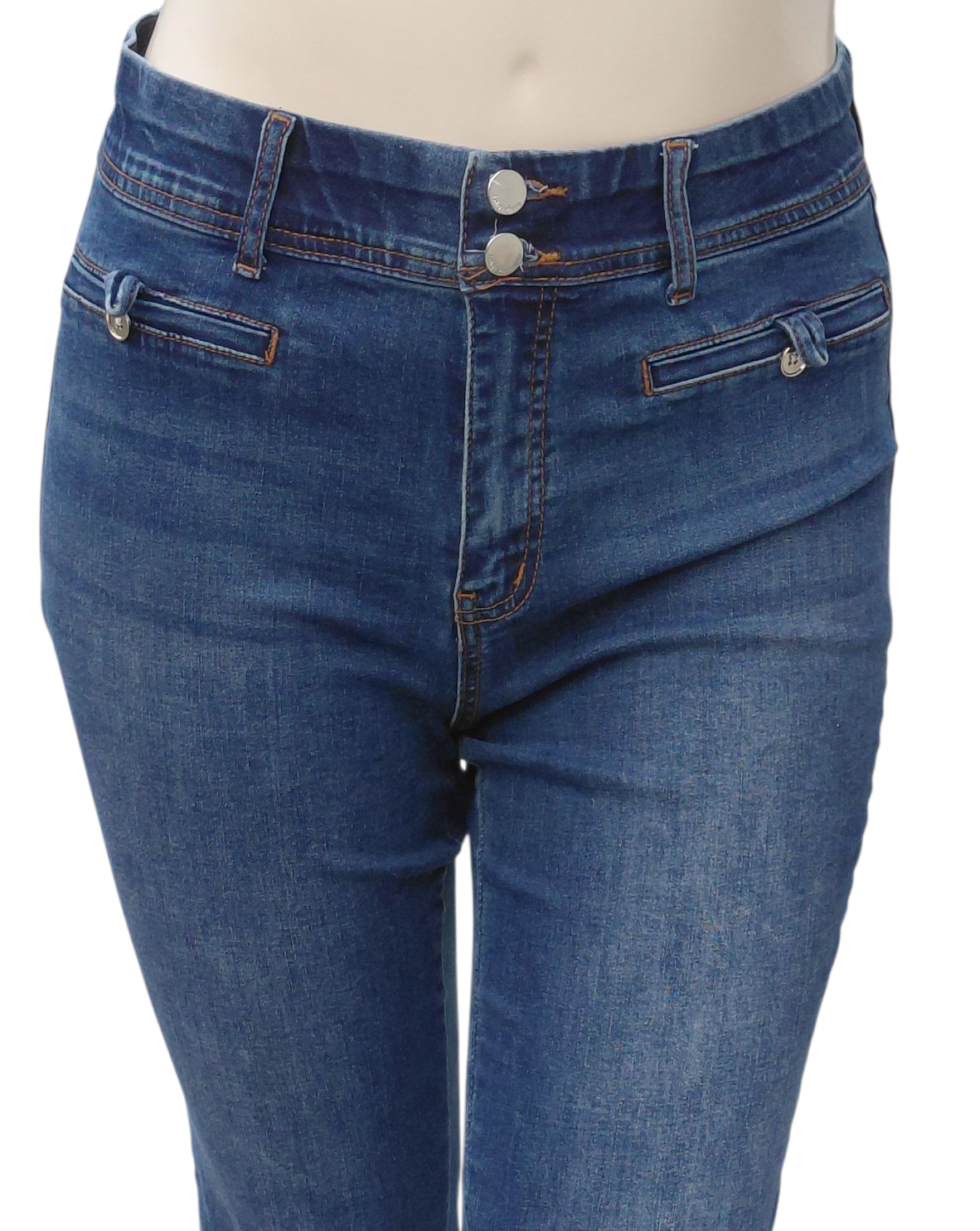 9334...Preowned Indigo Poppy Bootcut Jeans Size 12, 31" Inseam 11" Rise