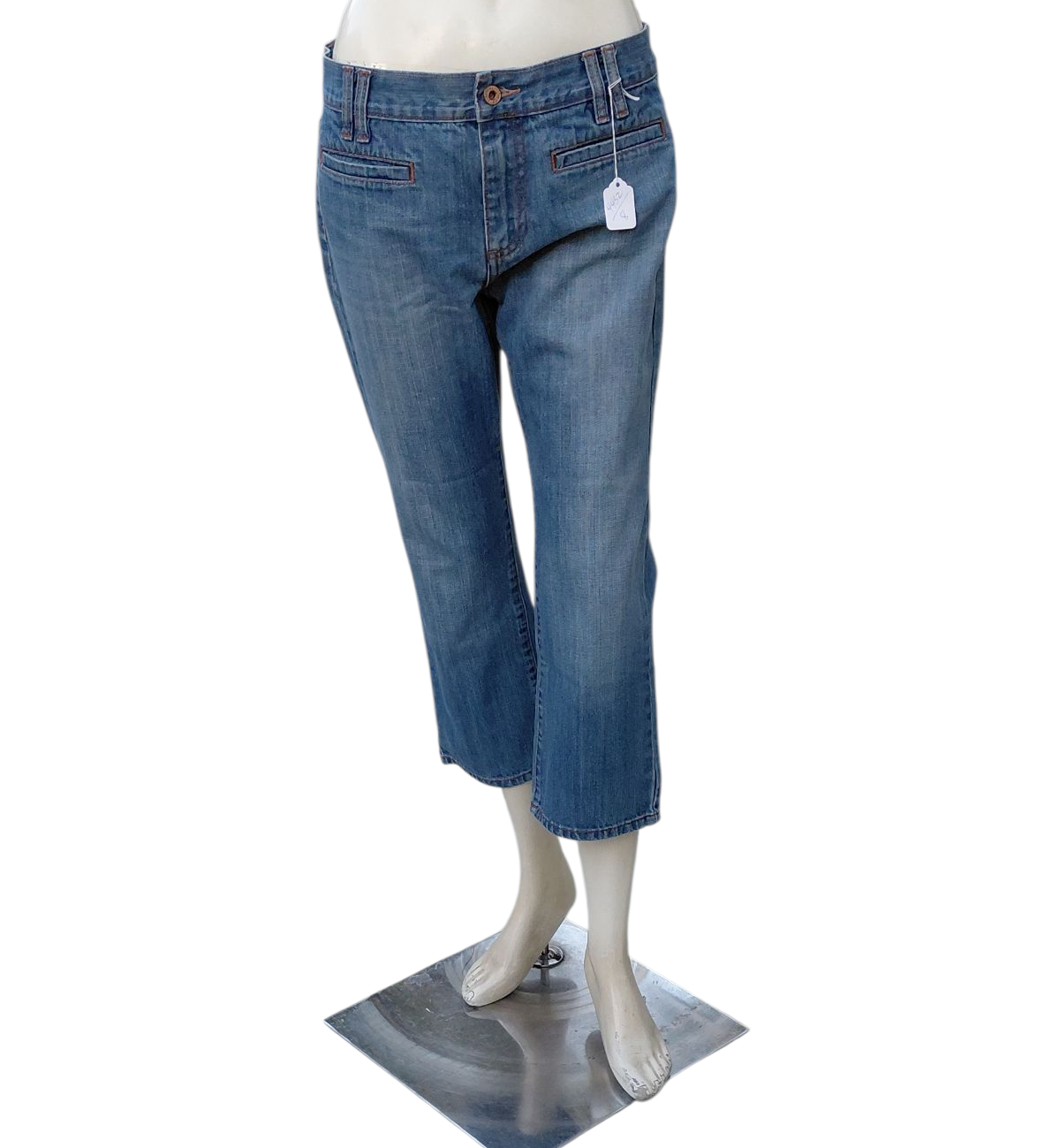 44328...Women's Preowned  Navy Low Waist Crop Jeans Size 8, W30" 22"Inseam 9"Rise